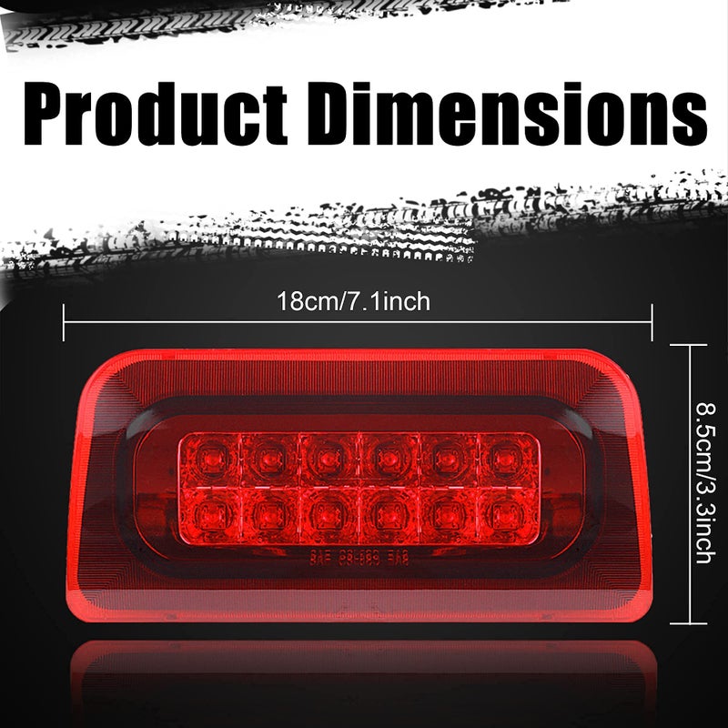 BASIKER Third Brake Light fit for 1994-2004 Chevy s10 S-10 GMC Sonoma Regular Cab or Crew Cab 3rd Tail Lights Red Housing Red light - Image 2